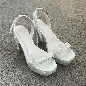 David’s Bridal White Platform Heels